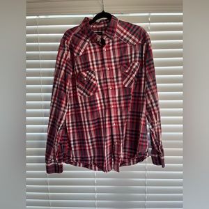 Mens red white and blue pearl snap shirt, size 2xl